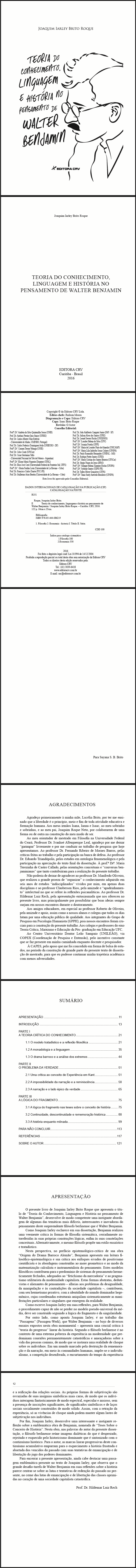 TEORIA DO CONHECIMENTO, LINGUAGEM E HISTÓRIA NO PENSAMENTO DE WALTER BENJAMIN